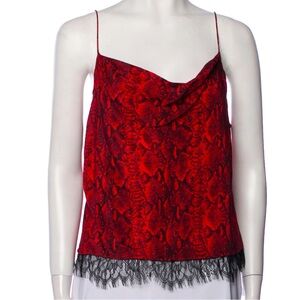 Alice + Olivia Red Snake Print Spaghetti Strap Tank Top